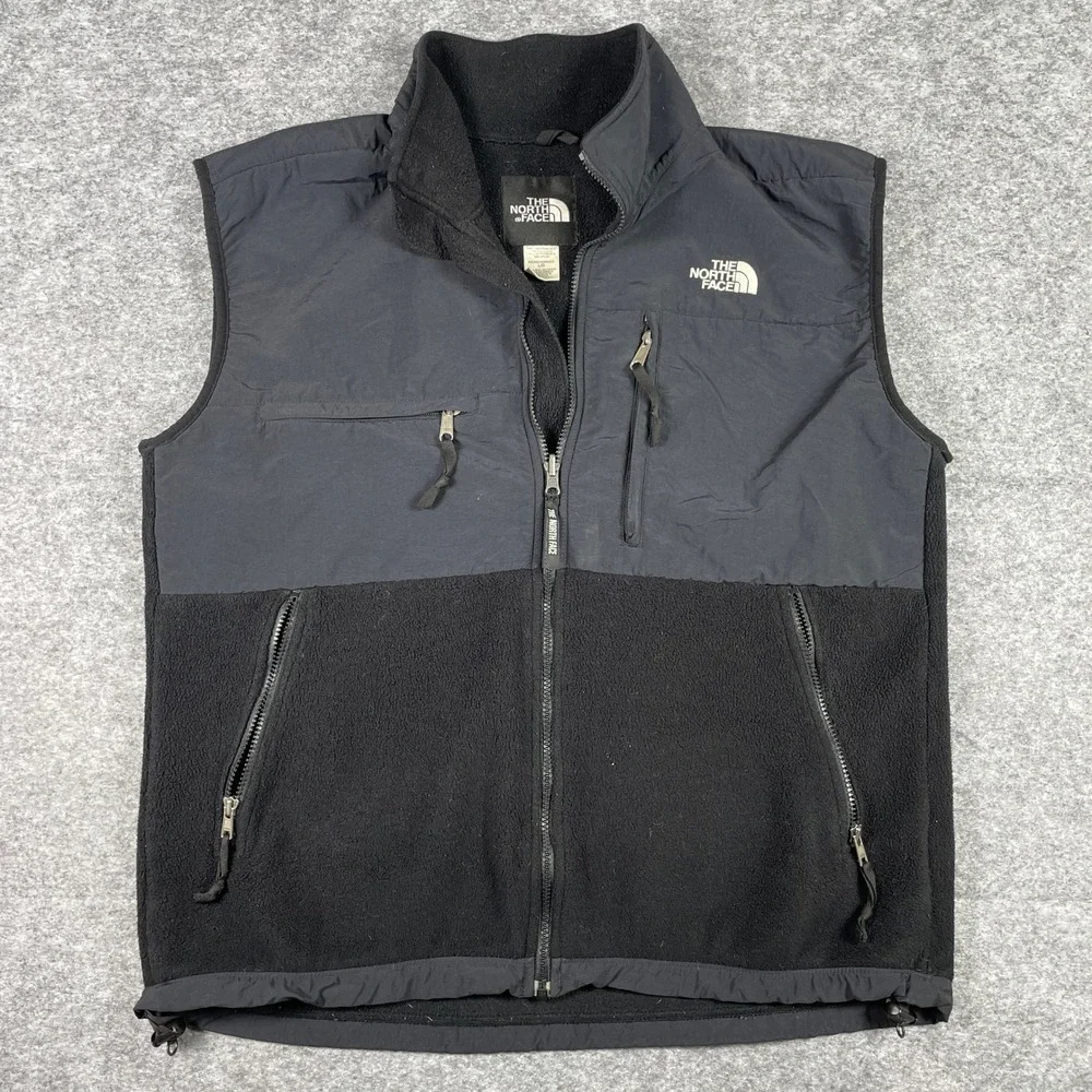 The North Face Denali Vest Mens L Black Fleece Full Zip Sleeveless Jacket 13011